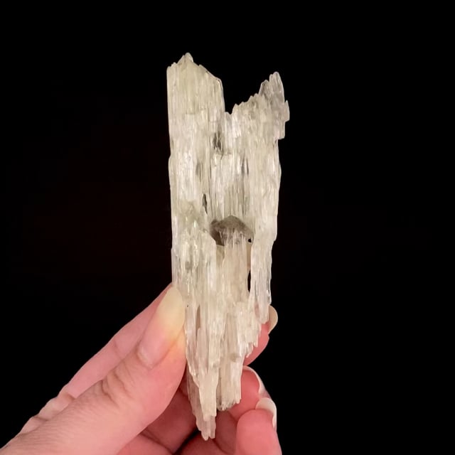 Spodumene (heavily etched ''floater'' crystal) with Smoky Quartz