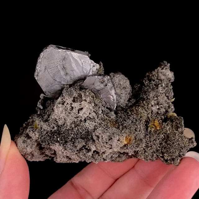 Bournonite with Pyrite on Quartz