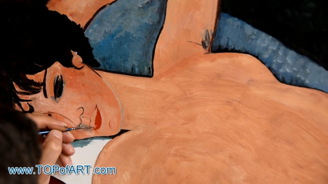 Modigliani | Red Nude (Nude on a Cushion) | Painting Reproduction Video | TOPofART