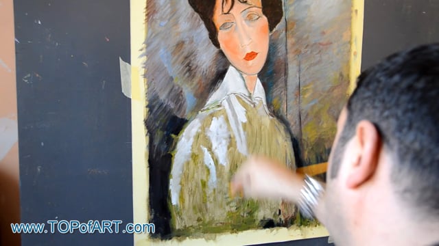 Modigliani | Portrait of a Woman in a Black Tie | Painting Reproduction Video | TOPofART