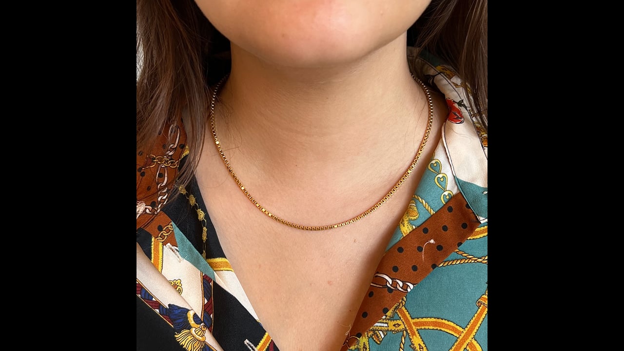 18 Inch Box Chain Necklace in 14k Yellow Gold – Filigree Jewelers