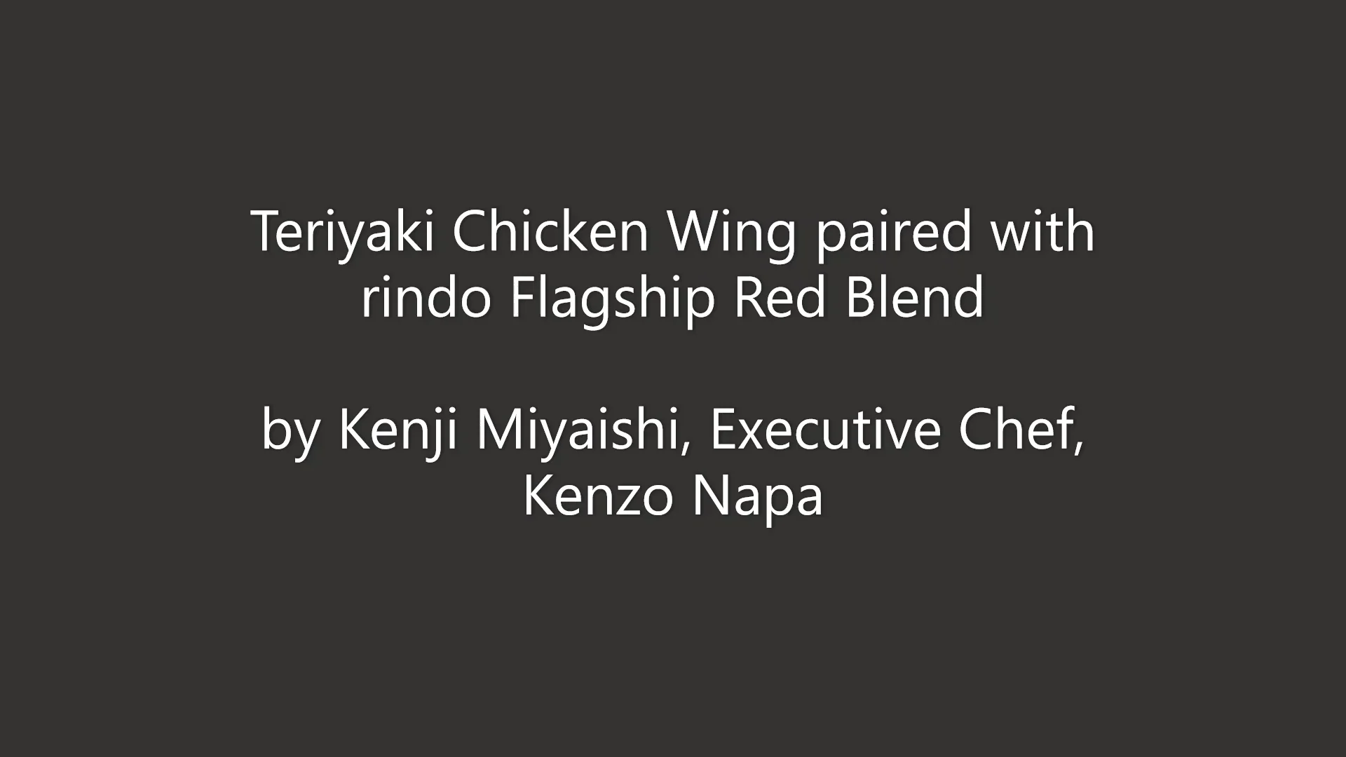Teriyaki chicken wing paired with rindo Chef Kenji Miyaishi on Vimeo