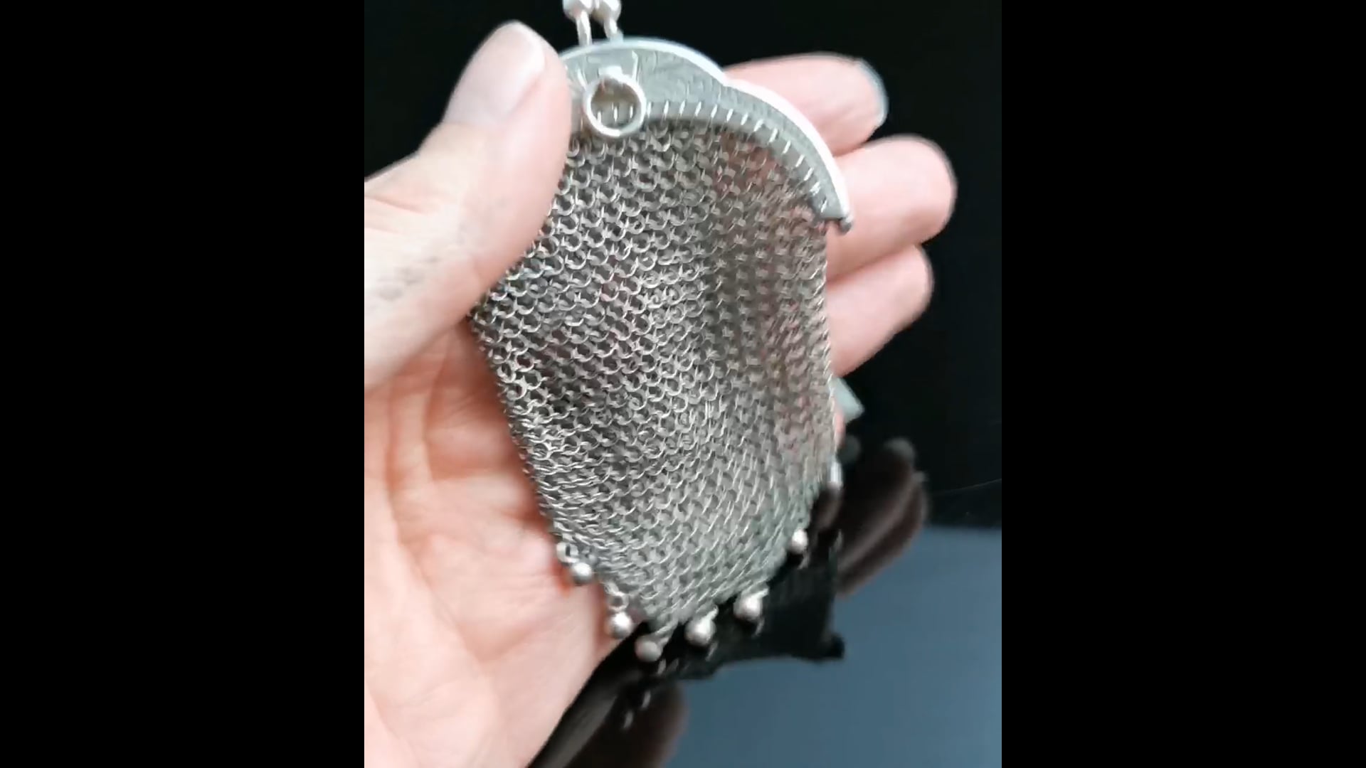 Porte-Monnaie Victorien 1920 Chatelaine Maille Argent - Accessoire Antique Rétro Collection