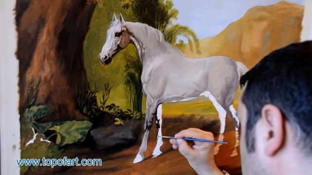 Stubbs | A Grey Stallion In a Landscape | Painting Reproduction Video | TOPofART
