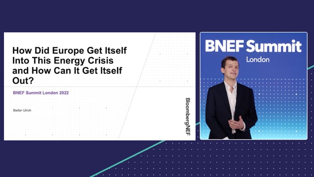 Watch "<h3>BNEF Talk: How Did Europe Get Itself Into This Energy Crisis and How Can It Get Itself Out?</h3>
Stefan Ulrich, Associate, European Gas, BloombergNEF"