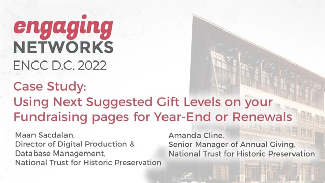 Case Study - Using Next Suggested Gift Levels on your Fundraising pages for Year-End or Renewals