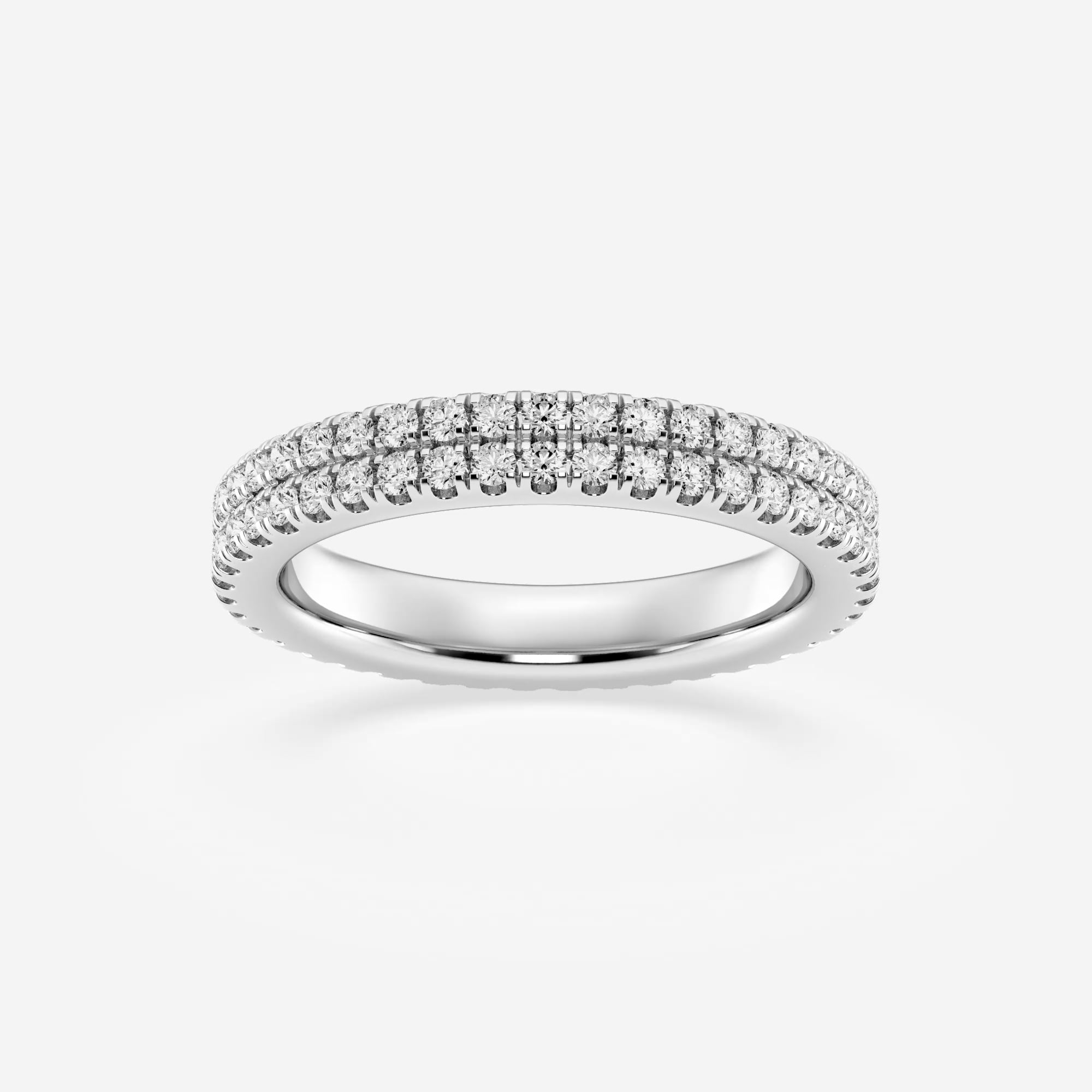 product video for 1 ctw Round Lab Grown Diamond Petite Two Row Micro Pave Eternity Band - 3.1mm Width