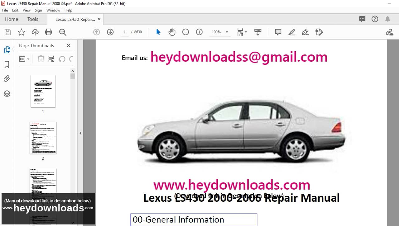 Lexus LS430 20002006 Repair Manual PDF DOWNLOAD on Vimeo