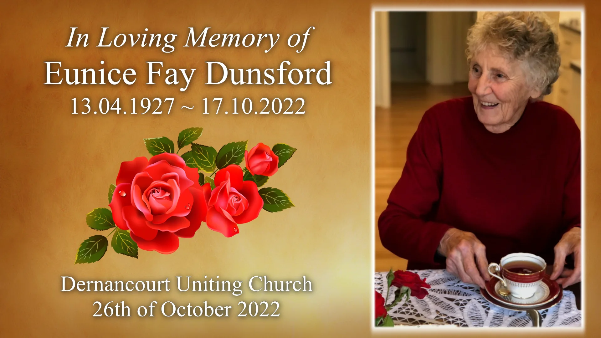 Eunice Fay Dunsford Funeral Service on Vimeo