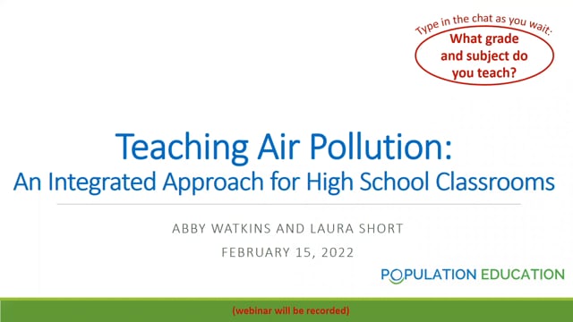 Teaching Air Pollution: An Integrated Approach for High School Classrooms