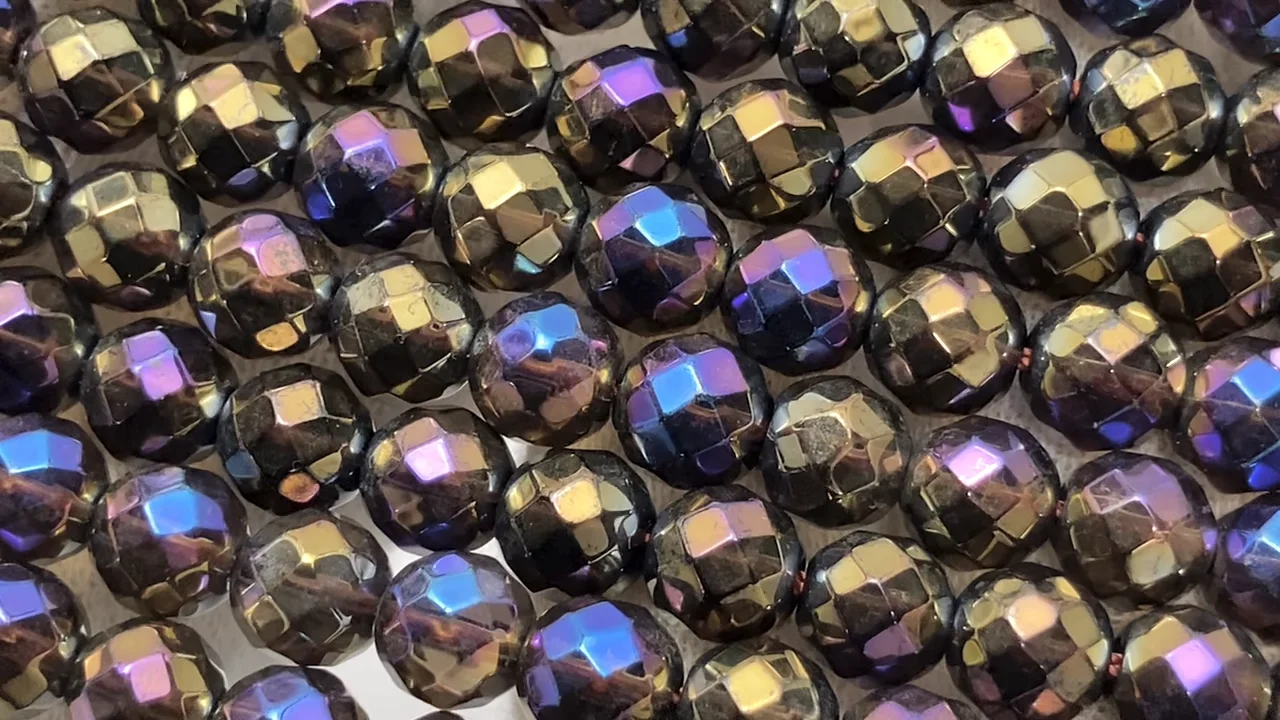 フラッシュ・スモーキークォーツ 64面ラウンドカット6mm 1連｜天然石 