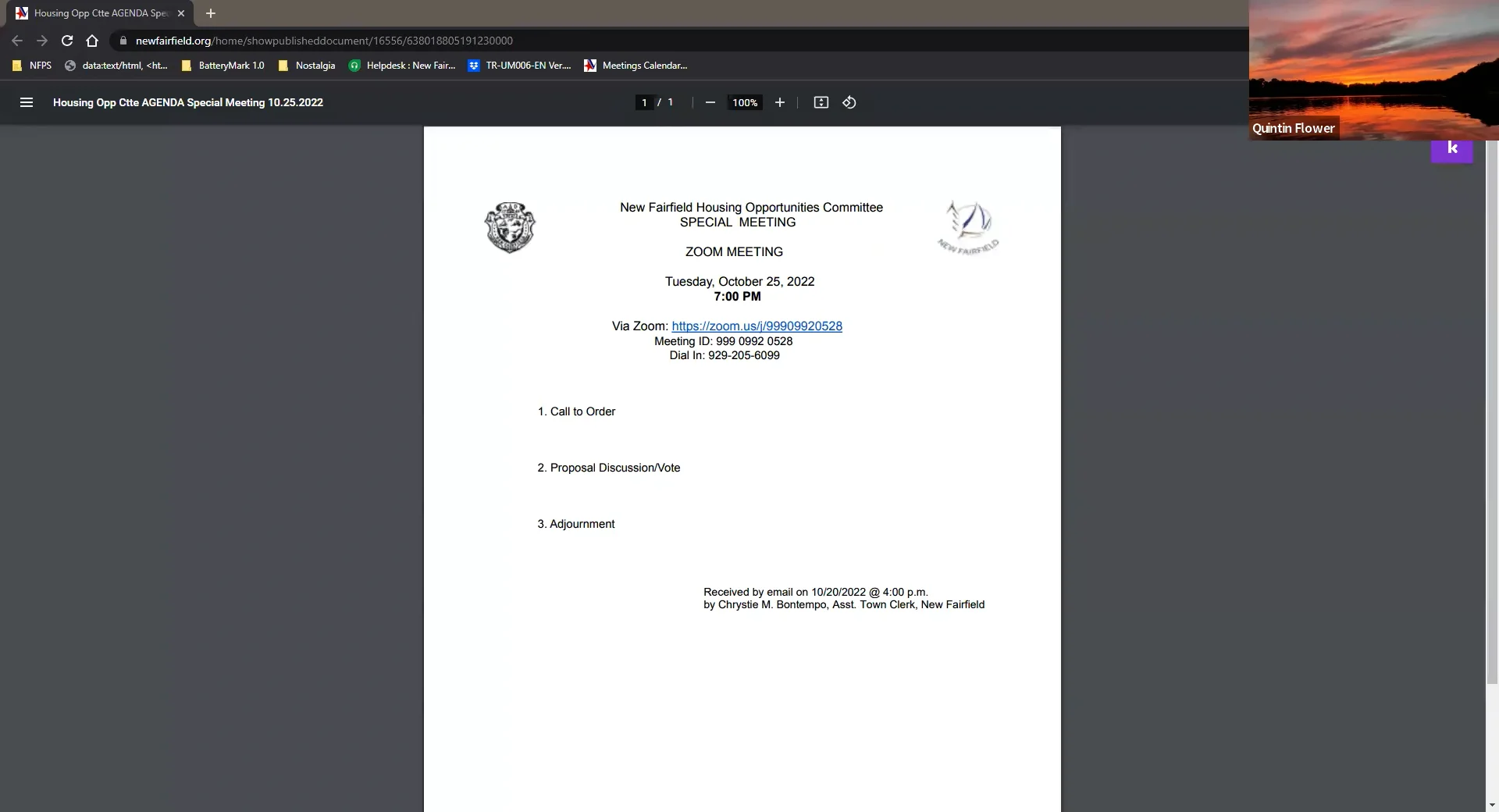 Town of New Fairfield Board of Selectmen And other town boards 25