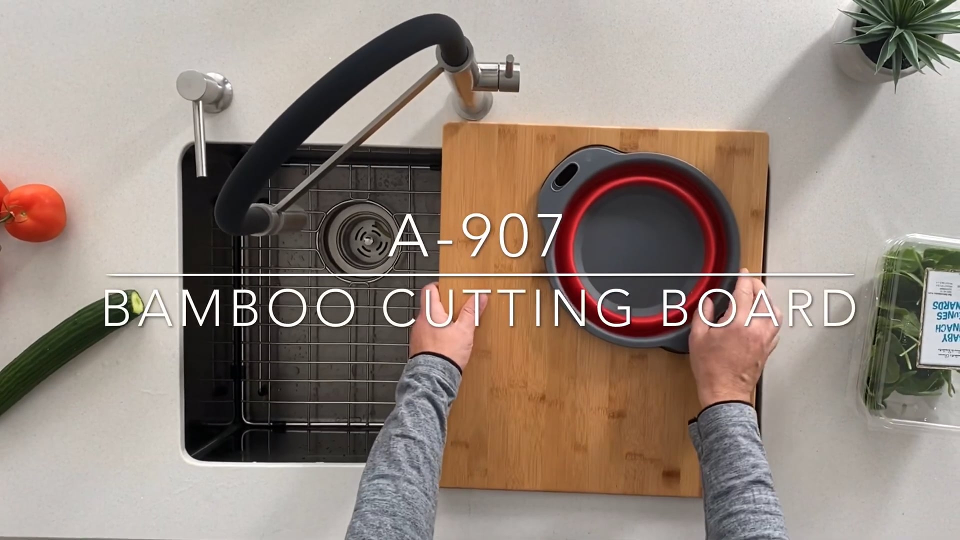 Over The Sink Large Cutting Board With Colander Set A-907
