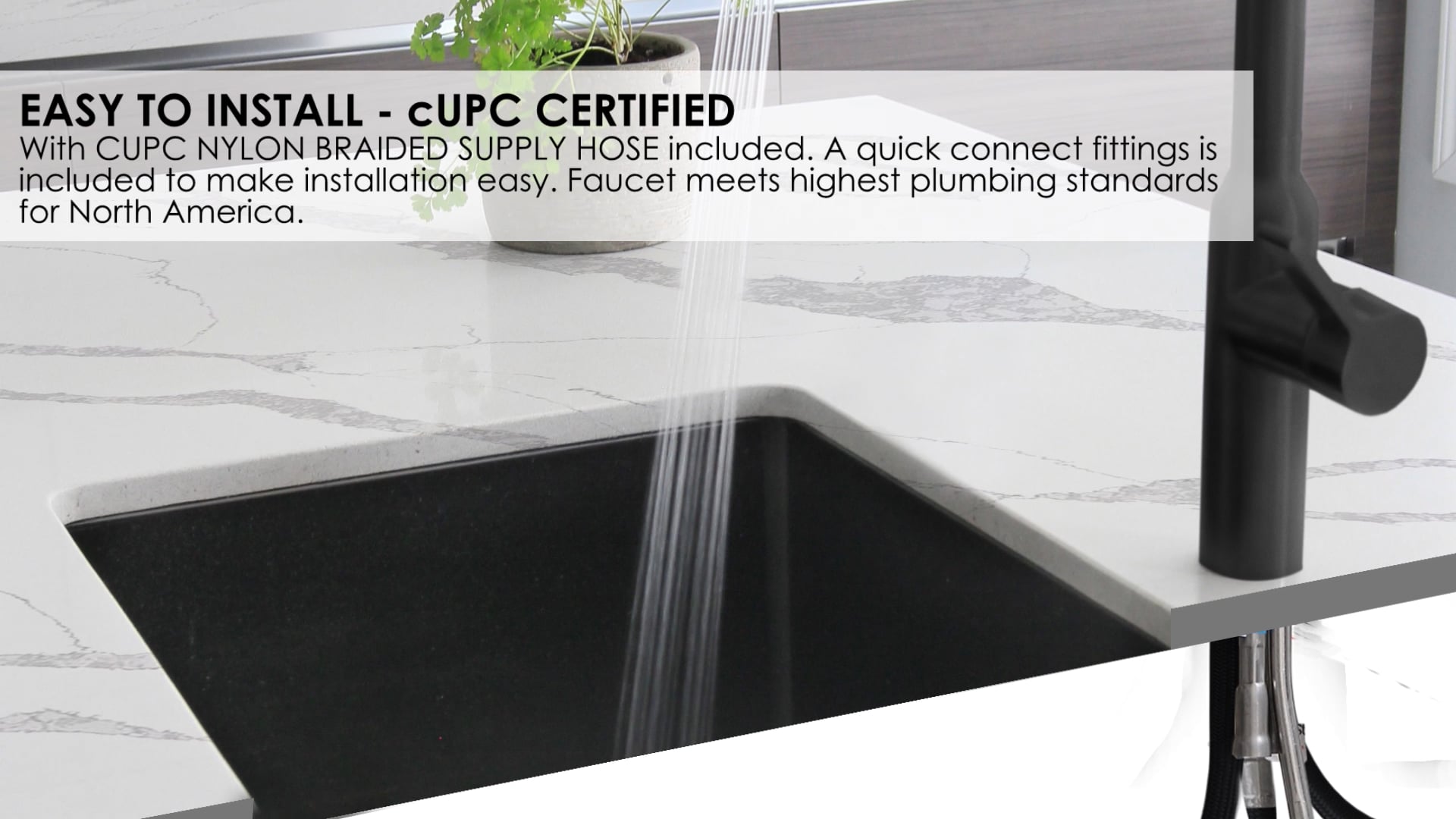 STYLISH Napoli Single Handle Matte Black Pull Down Kitchen Faucet