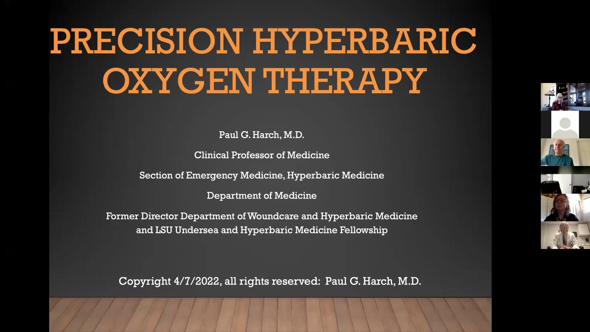 Precision Hyperbaric Oxygen Therapy Dr. Paul Harch Lecture Hosted by