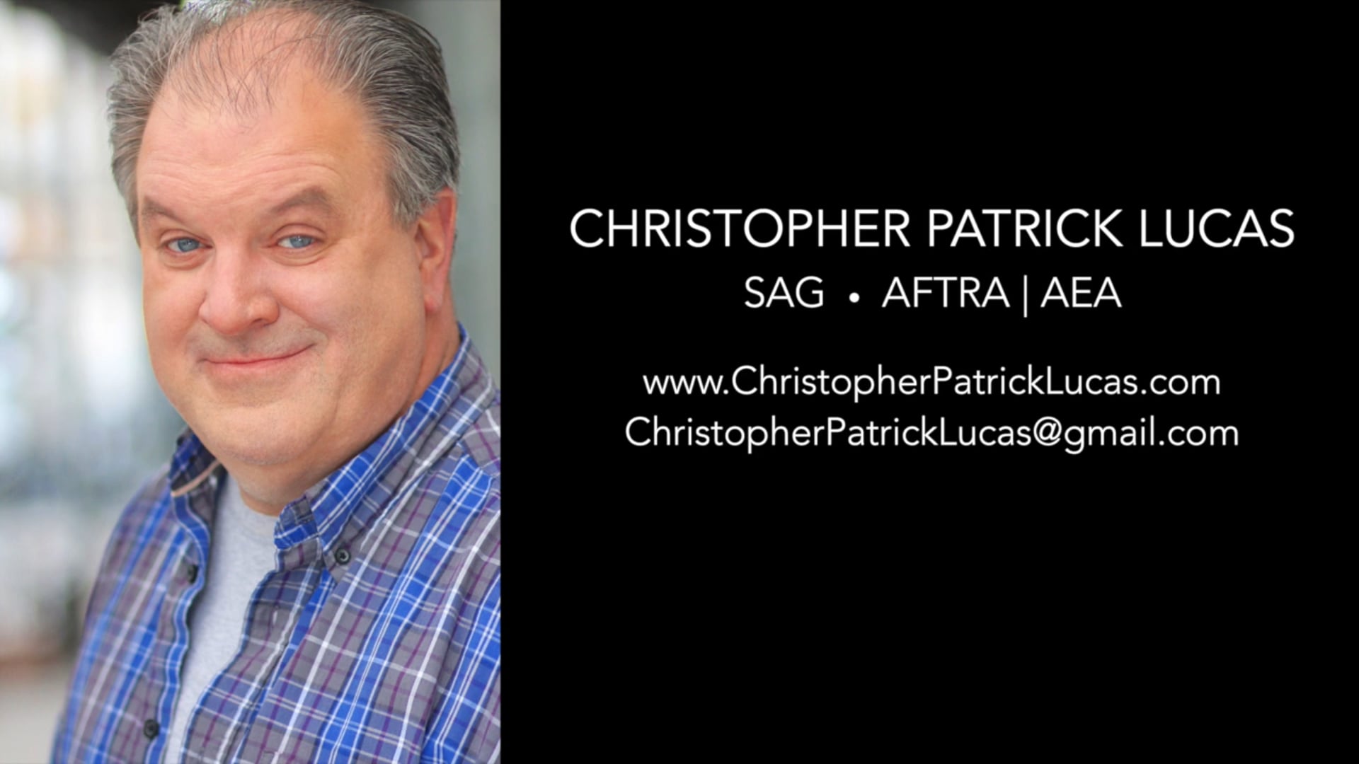 Promotional video thumbnail 1 for Christopher Patrick Lucas