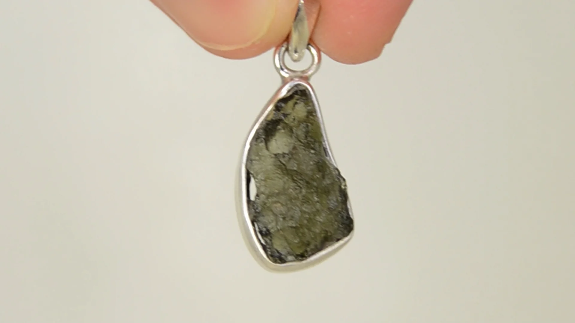 On sale Pendant - natural moldavite from the Czech Republic in a silver cage, silver 925, 1.62 grams, moldavite size 17x8x6 mm