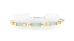 Jade Cylinder-Link Bracelet in 18kt Gold Over Sterling
