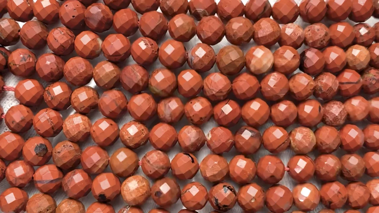 レッドジャスパー 64面ラウンドカット6mm 1連（約36cm）｜天然石ビーズ