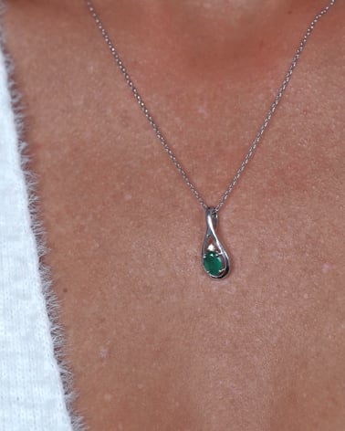 Video: Colgante Pendente Smeraldo Diamanti Catena Argento inclusa