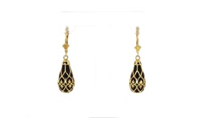 Black Onyx Teardrop Earrings in 14kt Yellow Gold