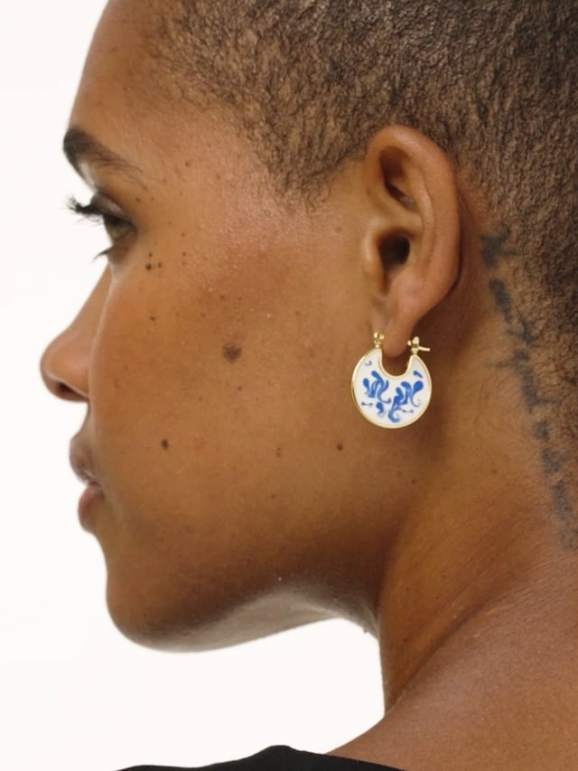 Enamel Earrings - Hana Marble Blue 810x1080