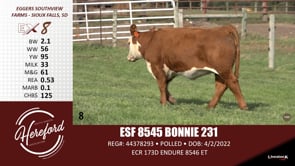 Lot #8 - ESF 8545 BONNIE 231