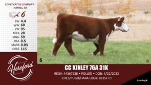 Lot #6 - CC KINLEY 76A 31K