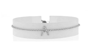 Diamond-Accented Single-Initial Bracelet in Sterling Silver