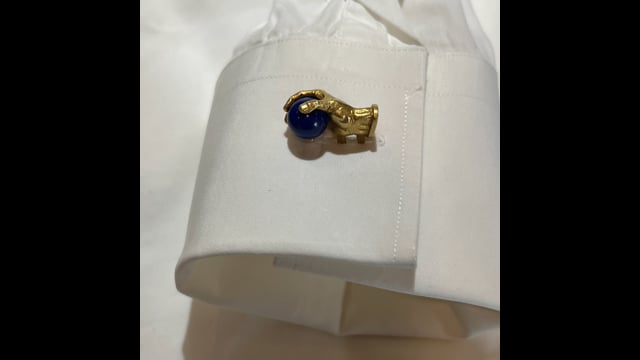 Rick Cameron Lapis Lazuli Hand Cufflinks in 18k Yellow Gold