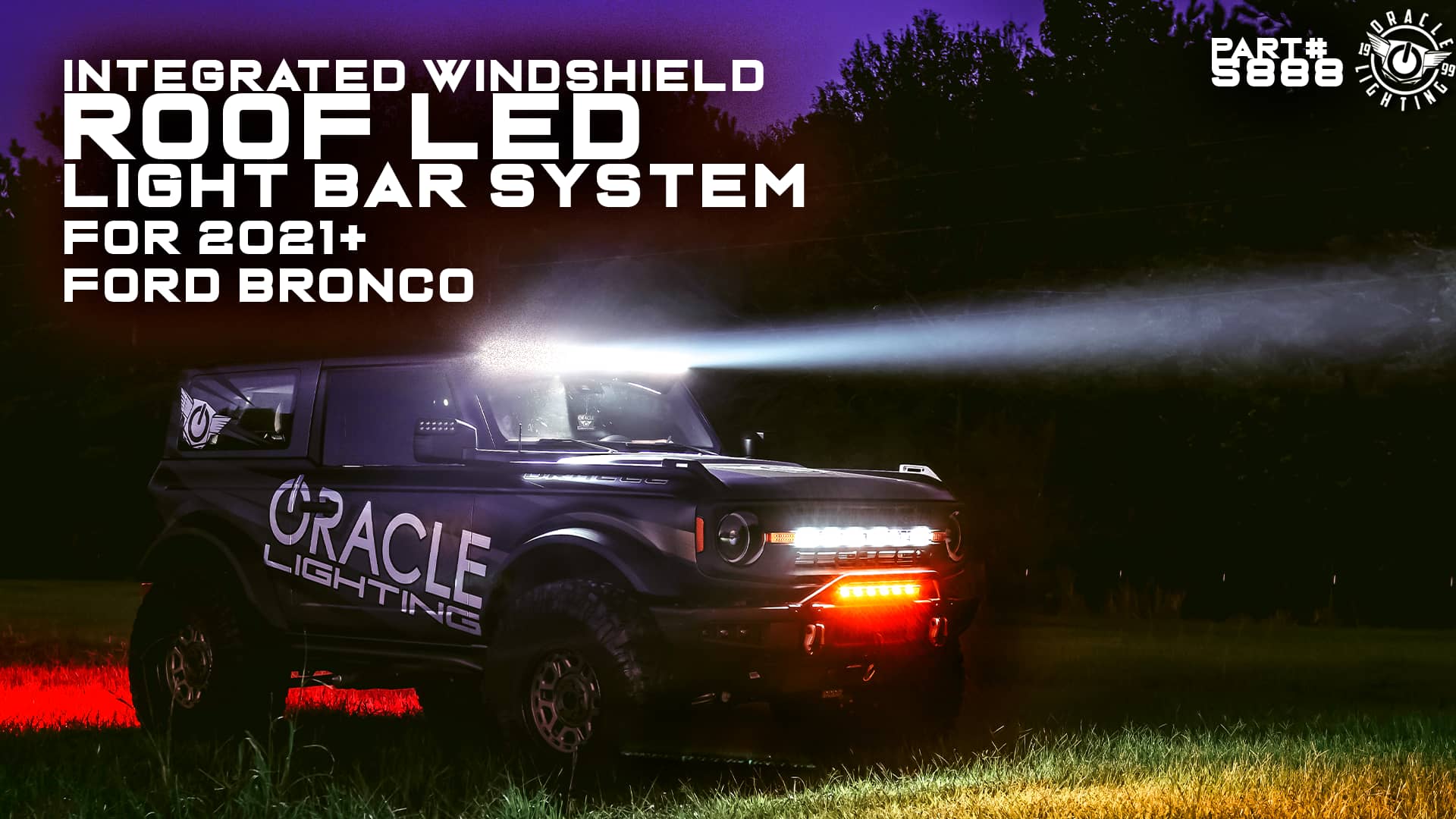 Integrated Windshield Roof LED Light Bar System for 2021+ Ford Bronco