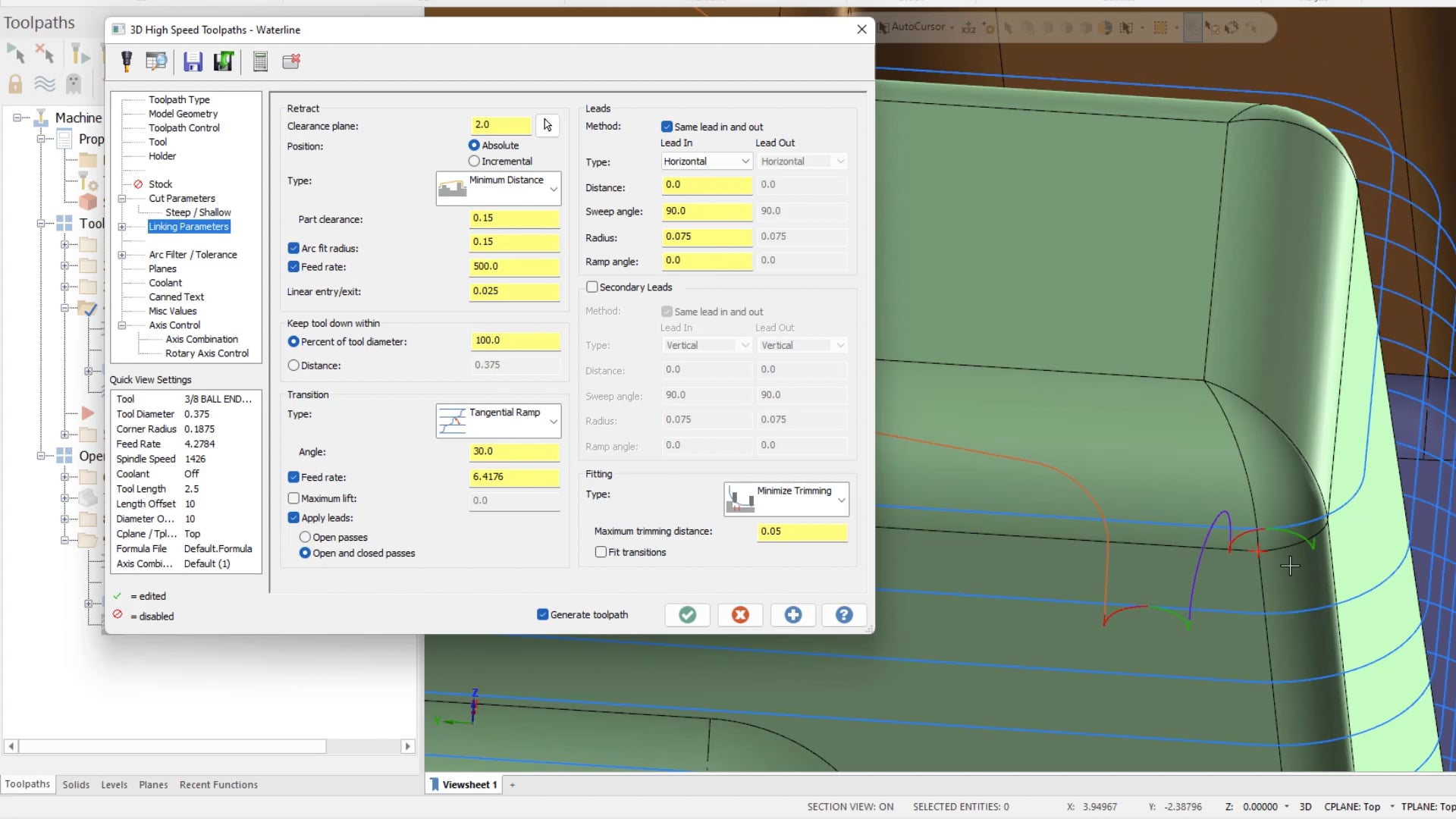 3D Toolpath Linking Parameters part 2