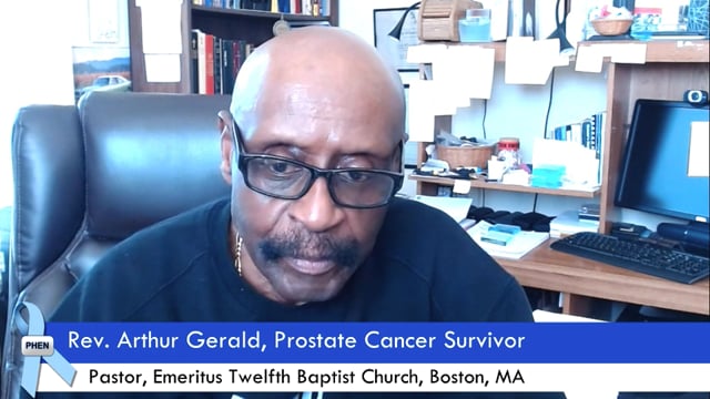 Rev. Arthur Gerald, prostate cancer survivor encourages men to get screened for prostate cancer.