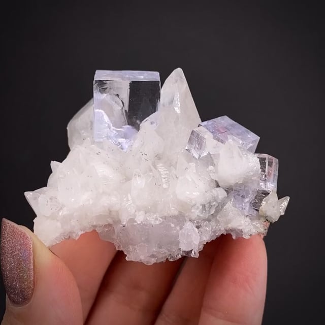 Fluorite on Calcite (fluorescent)