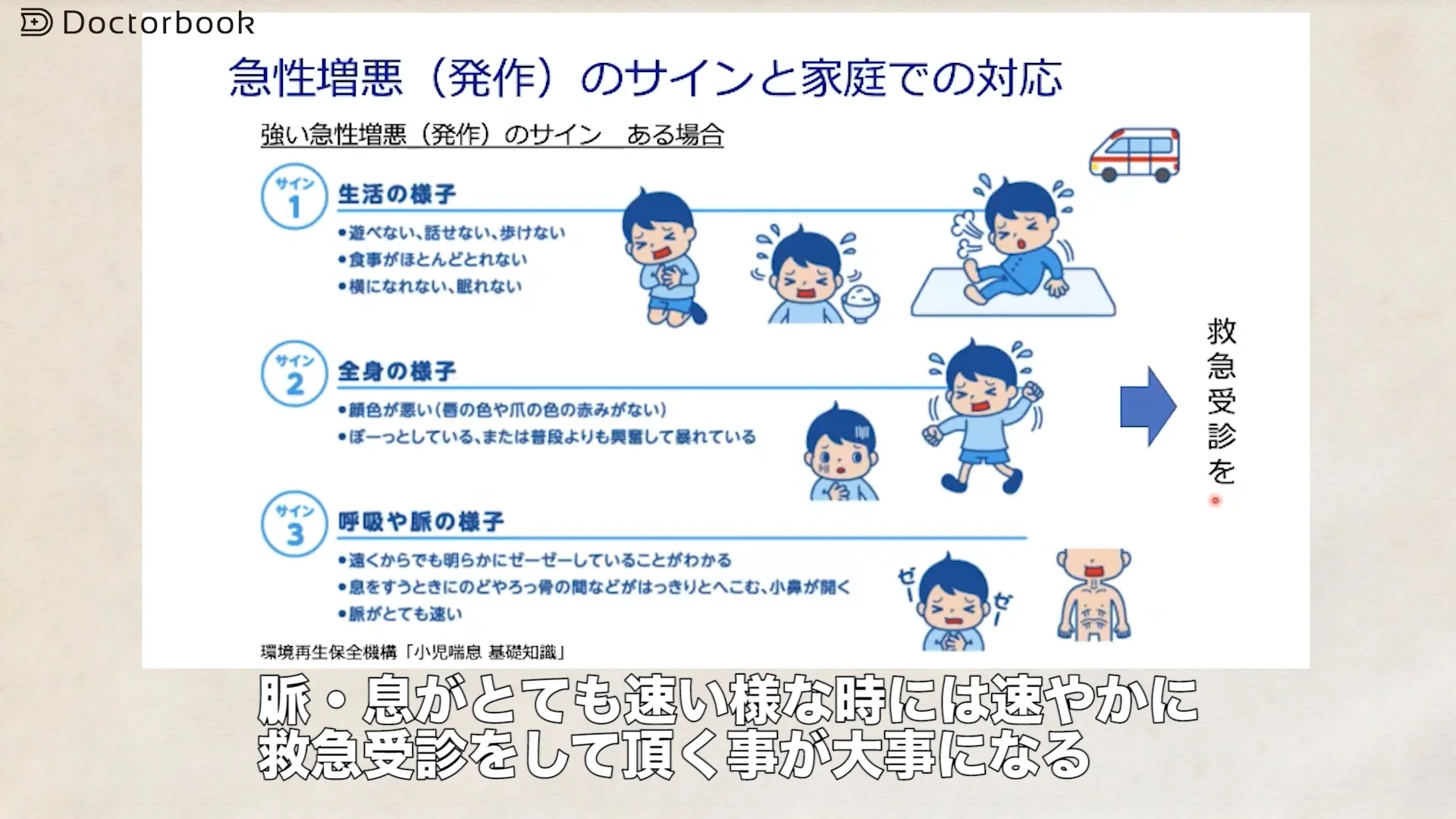 医師出演】小児ぜん息の急性増悪（発作）のサイン | Doctorbook