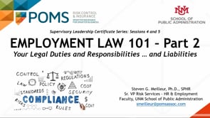 Supervisory Leadership Series: Employment Law 101 Part II video
