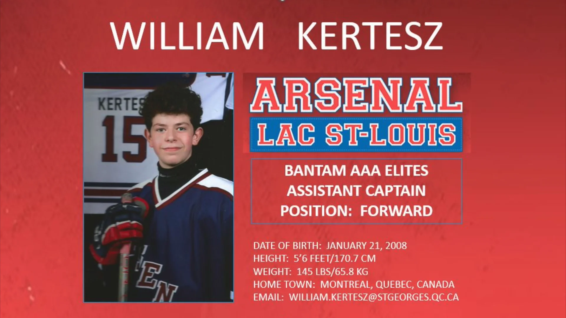WILLIAM KERTESZ 15 ARSENAL BANTAM AAA on Vimeo