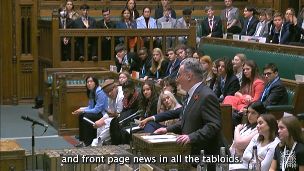 John Nicolson MP tells Youth Parliament about his coming out