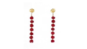 8.00 ct. t.w. Ruby Bead Linear Drop Earrings in 14kt Yellow Gold
