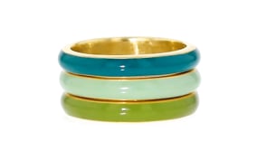 Italian Tonal Green Enamel Jewelry Set Three Rings in 18kt Gold Over Sterling