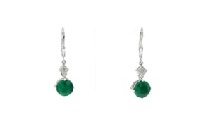 5.25 ct. t.w. Emerald Drop Earrings with Diamond Accents in Sterling Silver