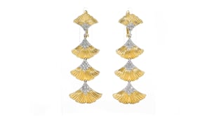 27 ct. t.w. Diamond Multi-Ginkgo Leaf Drop Earrings in 18kt Gold Over Sterling