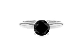 1.00 Carat Black Diamond Solitaire Ring in 14kt White Gold