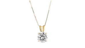 1.00 Carat CZ Solitaire Necklace in 14kt Yellow Gold