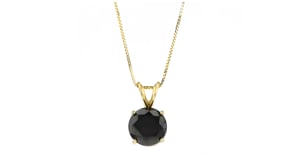 2.00 Carat Black Diamond Solitaire Necklace in 14kt Yellow Gold
