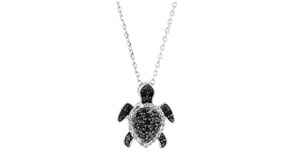 25 ct. t.w. Black and White Diamond Turtle Pendant Necklace in Sterling Silver