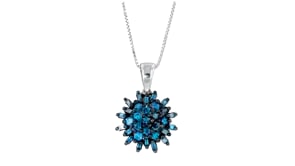 75 ct. t.w. Blue Diamond Cluster Pendant Necklace in Sterling Silver