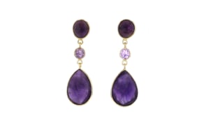 24.50 ct. t.w. Amethyst Drop Earrings in 18kt Gold Over Sterling