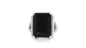 Black Onyx and .90 ct. t.w. White Topaz Ring in Sterling Silver