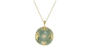 Jade Good Fortune Butterfly Pendant Necklace in 18kt Gold Over Sterling